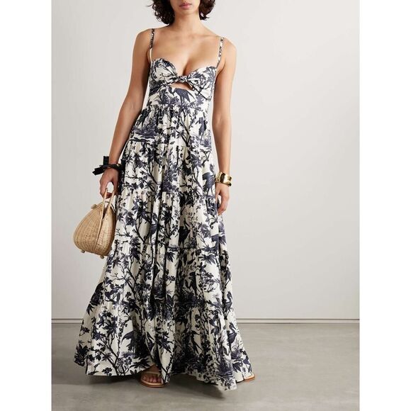 Cara Cara Dresses & Skirts - CARA CARA Delilah tiered printed cotton-poplin maxi dress Navy M